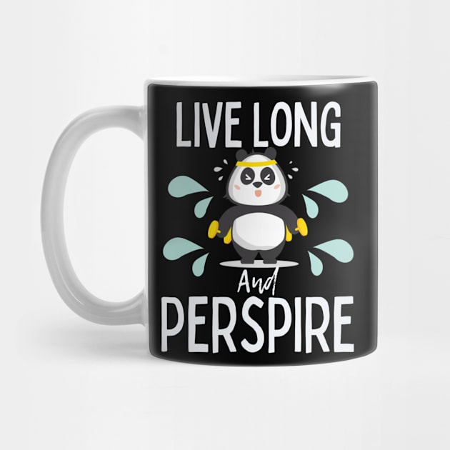 Live Long and Perspire Exercise Gym Panda by Designs by Niklee